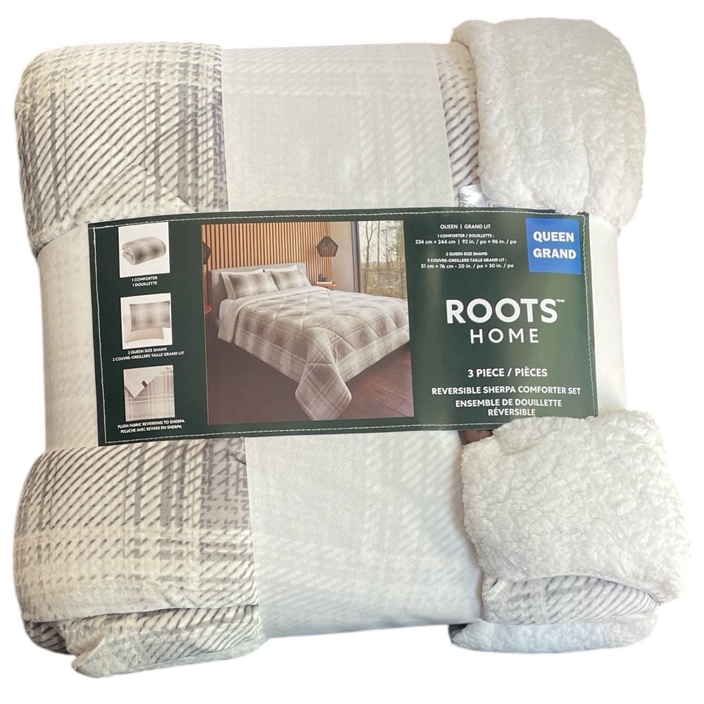 Roots - Queen Reversible Sherpa Comforter Set